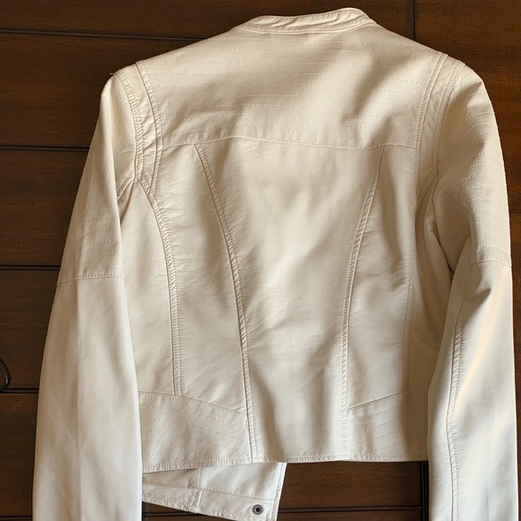 Cream Leather Jacket - Picture 2 of 4